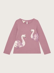 Monsoon Purple Swan Lake Long Sleeve 100% Cotton Top - Image 2 of 3