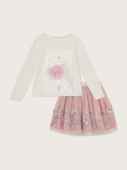 Monsoon Pink Ballerinas Top and Sequin Skirt Set - Image 2 of 3