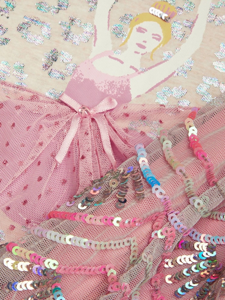 Monsoon Pink Ballerinas Top and Sequin Skirt Set - Image 3 of 3 Monsoon Pink Ballerinas Top and Sequin Skirt Set - Image 3 of 3