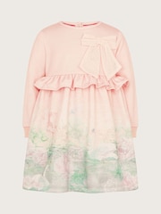Monsoon Pink Baby Swan Scene Sweatshirt Dress - Image 1 of 2