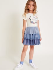 Monsoon Blue Short Sleeve Unicorn Disco Dress - Image 1 of 3