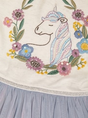 Monsoon Blue Short Sleeve Unicorn Disco Dress - Image 3 of 3