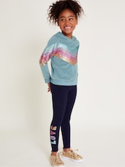 Monsoon Green Sequin Velour Hoodie and Leggings Set - Image 1 of 3