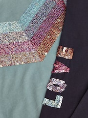 Monsoon Green Sequin Velour Hoodie and Leggings Set - Image 3 of 3