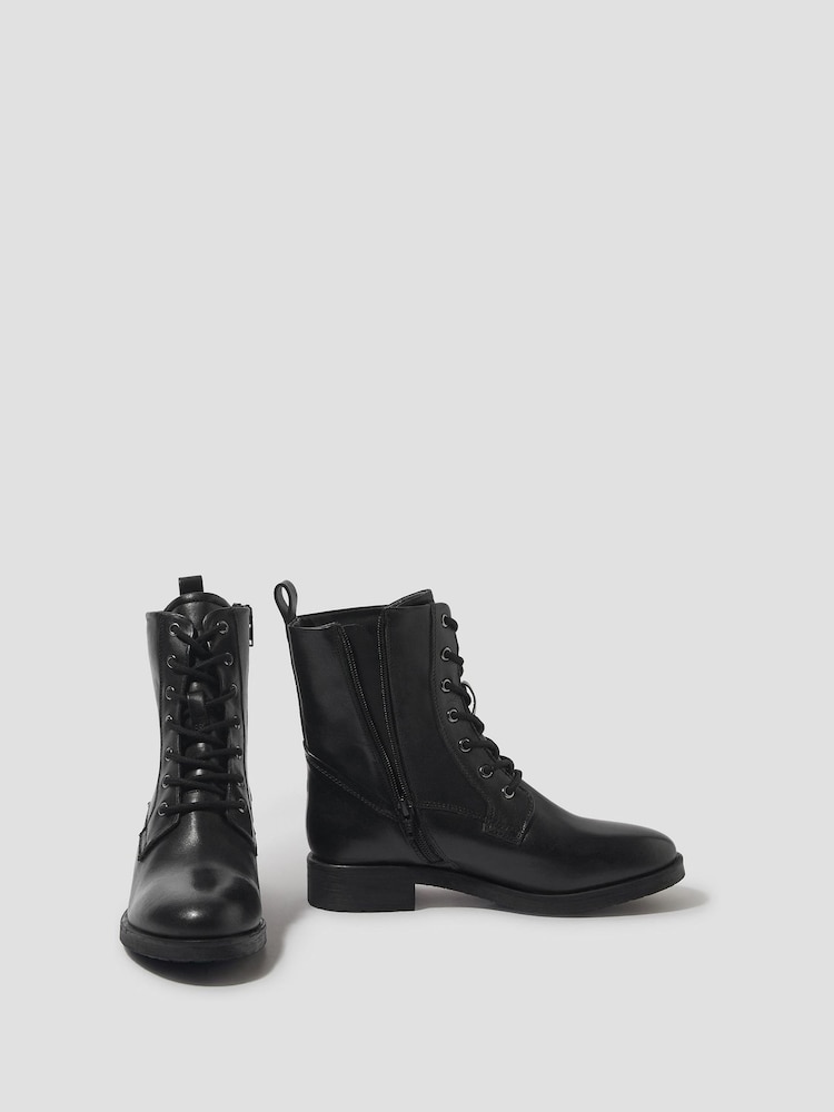 Monsoon Black Liv Leather Lace Up Boots - Image 1 of 1