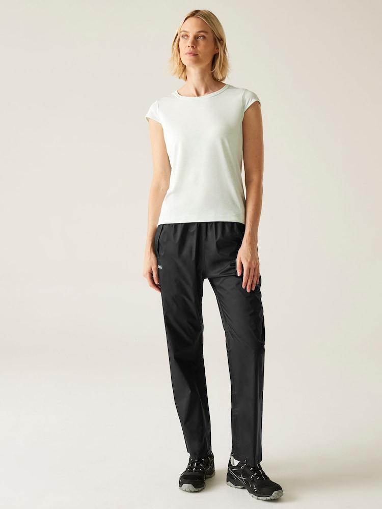 Regatta Black Womens Bue Waterproof Pack It Trousers - Image 1 of 4 Regatta Black Womens Bue Waterproof Pack It Trousers - Image 1 of 4