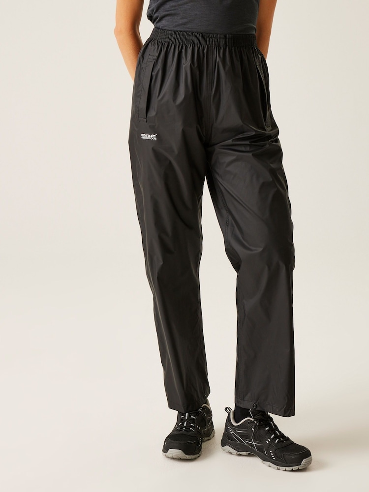 Regatta Black Womens Bue Waterproof Pack It Trousers - Image 2 of 6