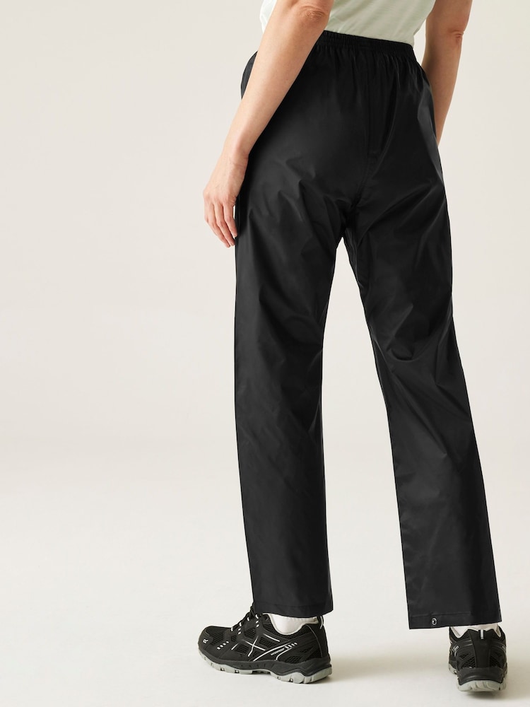 Regatta Black Womens Bue Waterproof Pack It Trousers - Image 2 of 4 Regatta Black Womens Bue Waterproof Pack It Trousers - Image 2 of 4
