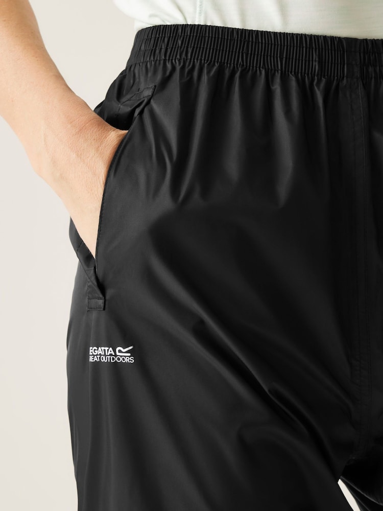 Regatta Black Womens Bue Waterproof Pack It Trousers - Image 4 of 4 Regatta Black Womens Bue Waterproof Pack It Trousers - Image 4 of 4