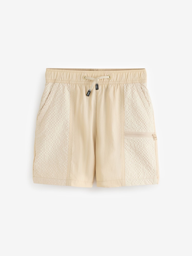 HUGO Natural Textured Panel Swim Shorts - Image 1 of 3