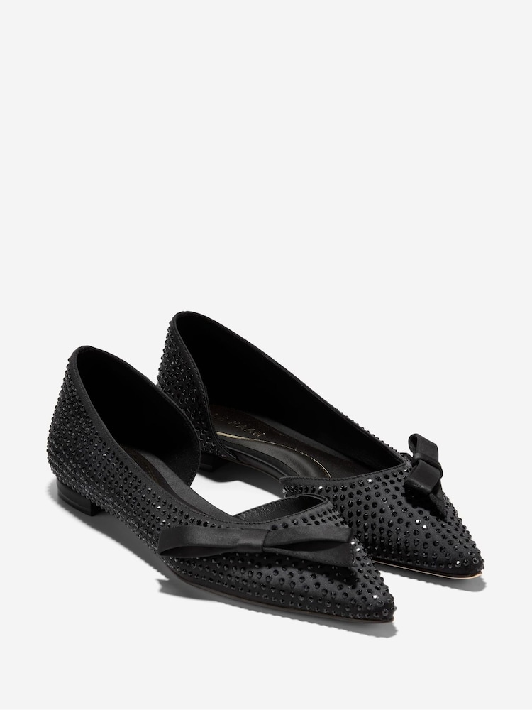 Cole Haan Womens Noella Bow Skimmer Black Flats - Image 2 of 5