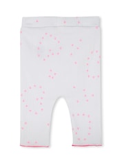 Billieblush Baby Heart Print White Top & Leggings Set With Frill Neckline - Imagen 4 de 6