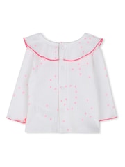 Billieblush Baby Heart Print White Top & Leggings Set With Frill Neckline - Imagen 6 de 6