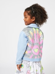 Billieblush Blue Logo Cropped Denim Jacket With Sequin Detail - Image 3 of 3