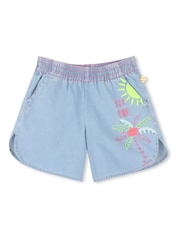Billieblush Blue Baggy Denim 100% Cotton Shorts With Embroidery Detail - Image 1 of 3