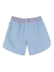 Billieblush Blue Baggy Denim 100% Cotton Shorts With Embroidery Detail - Image 2 of 3