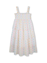 Billieblush Tiered Longline Multicolour Spot 100% Cotton White Dress - Image 1 of 3