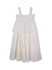 Billieblush Tiered Longline Multicolour Spot 100% Cotton White Dress - Image 2 of 3