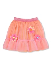 Billieblush Pink Floral Mesh Party Skirt With 3D Flowers and Glitter Waistband - Imagen 1 de 2