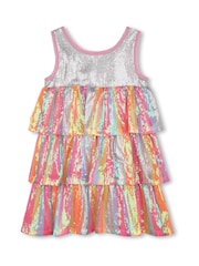 Billieblush Pink Multicolour Sequin Stripe Tiered Party Occasion Dress - Image 2 of 2