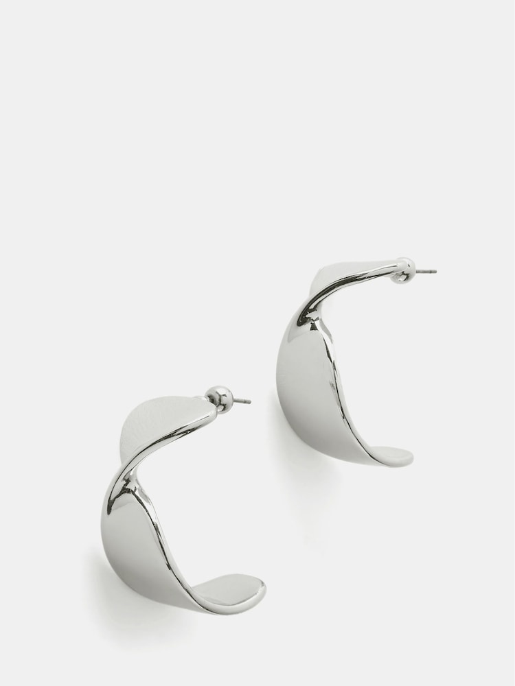 Mint Velvet Silver Tone Twist Earrings - Image 1 of 3