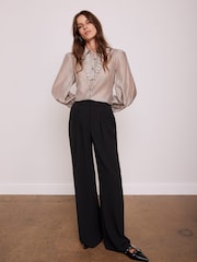 Mint Velvet Black Pleated Wide Leg Trousers - Image 3 of 7
