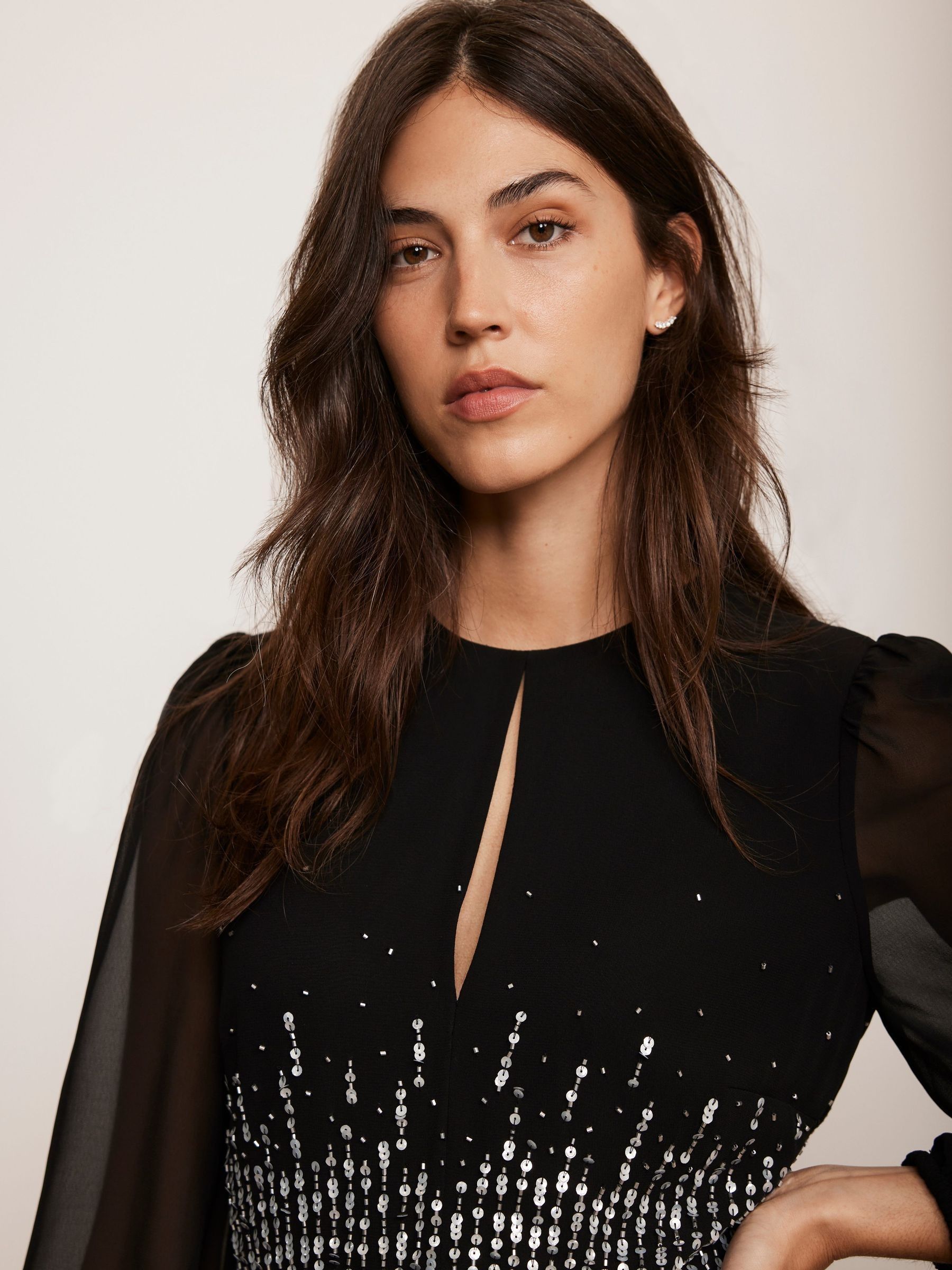 Buy Mint Velvet Black Embellished Midi Dress from Next Luxembourg