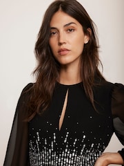 Mint Velvet Black Embellished Midi Dress - Image 4 of 7