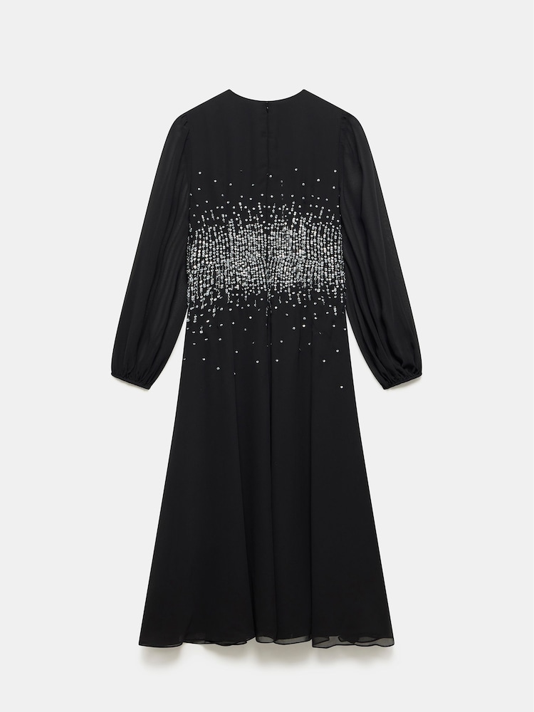 Mint Velvet Black Embellished Midi Dress - Image 7 of 7