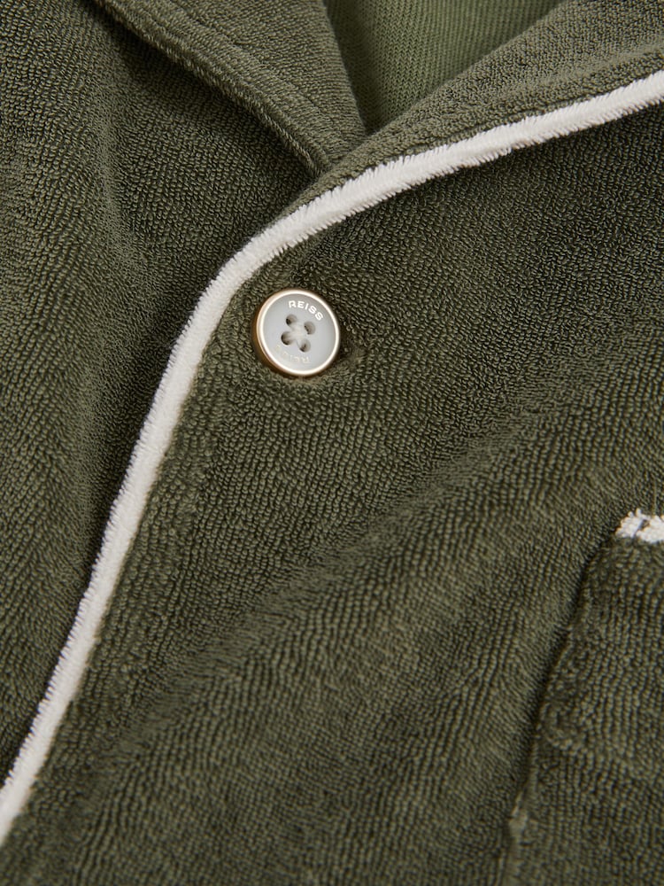 Reiss Green/White Micah Towelling Contrast Trim Shirt - Image 5 of 5