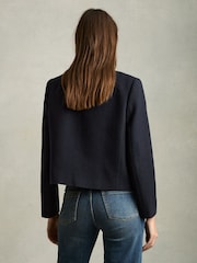Reiss Navy Nola Cropped Wool Single Breasted Jacket - Image 4 of 6