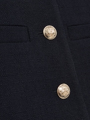 Reiss Navy Nola Cropped Wool Single Breasted Jacket - Image 6 of 6