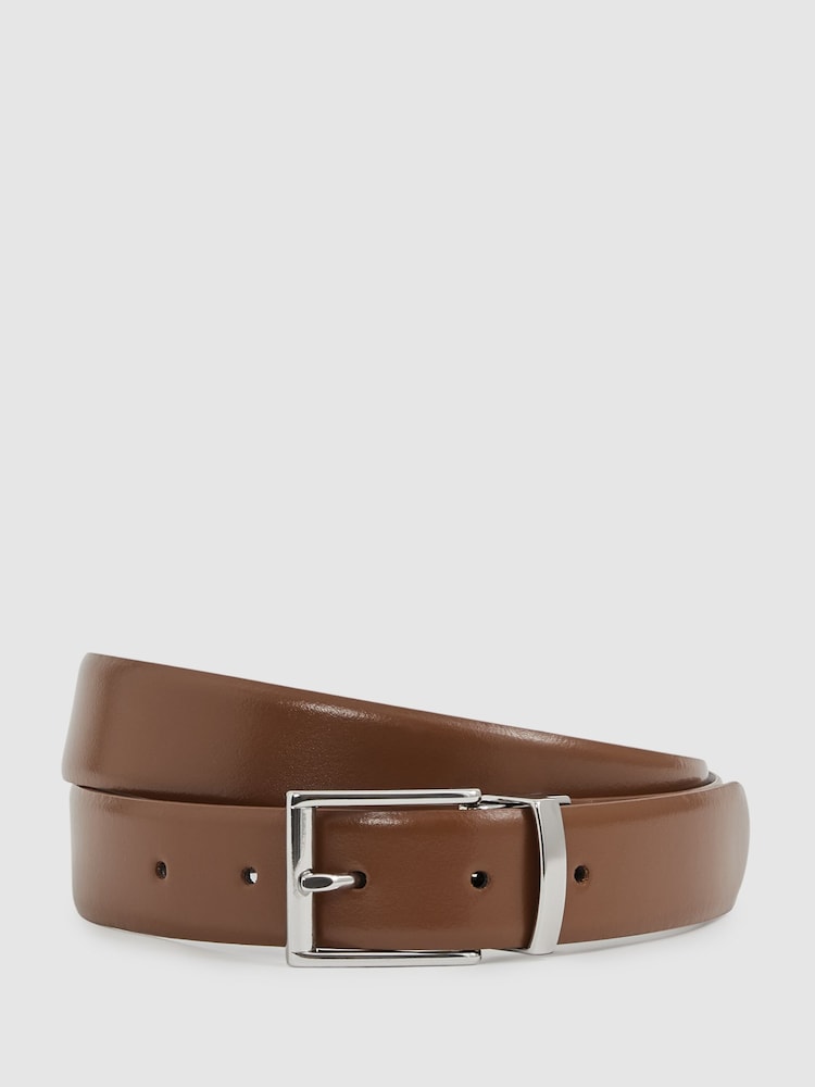 Reiss Tan/Dark Brown Ricky Leather Reversible Belt - Image 1 of 5