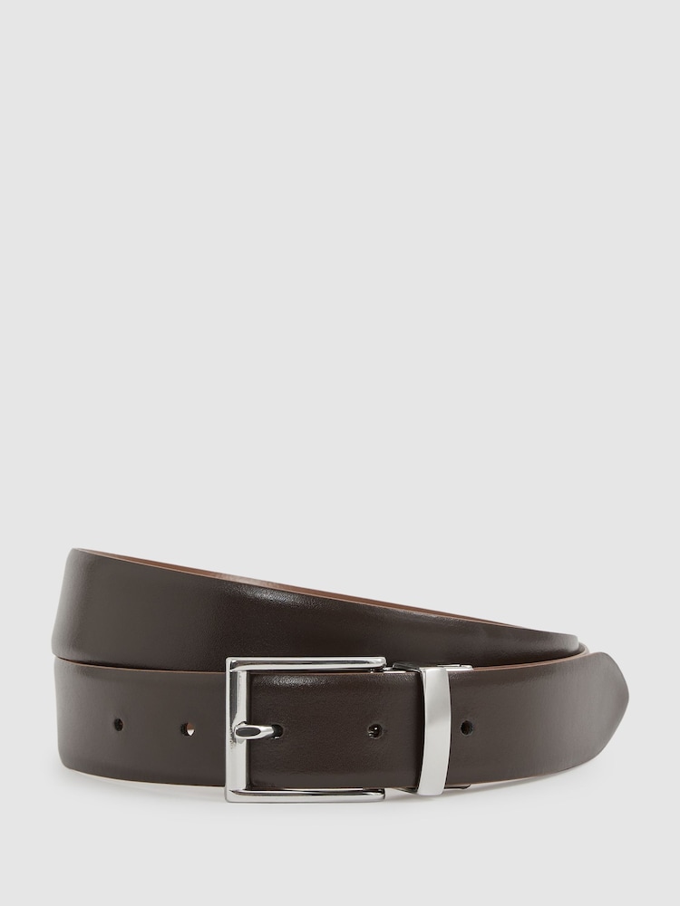 Reiss Tan/Dark Brown Ricky Leather Reversible Belt - Image 5 of 5