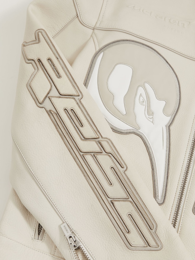 Reiss Off White Champion McLaren F1 Team Leather Biker Jacket - Image 11 of 11