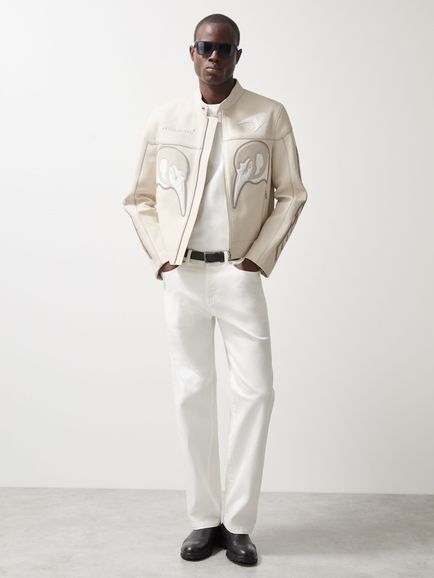 Buy Reiss Off White Champion McLaren F1 Team Leather Biker