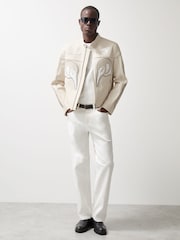 Reiss Off White Champion McLaren F1 Team Leather Biker Jacket - Image 3 of 11