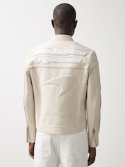 Reiss Off White Champion McLaren F1 Team Leather Biker Jacket - Image 5 of 11
