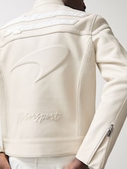 Reiss Off White Champion McLaren F1 Team Leather Biker Jacket - Image 6 of 11