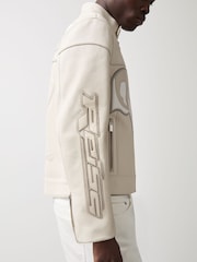 Reiss Off White Champion McLaren F1 Team Leather Biker Jacket - Image 7 of 11