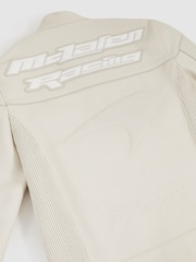 Reiss Off White Champion McLaren F1 Team Leather Biker Jacket - Image 9 of 11