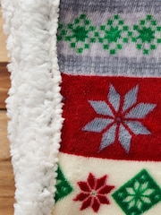 BHS Red Christmas Stag Stripe Throw Sherpa - Image 3 of 4
