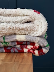 BHS Red Christmas Stag Stripe Throw Sherpa - Image 4 of 4