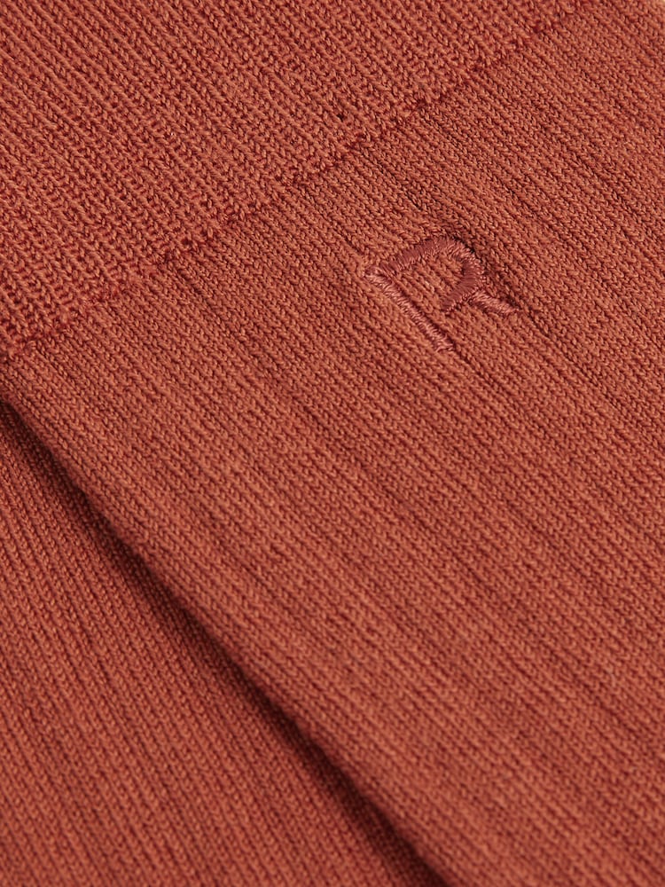 Reiss Rust Orange Jace Cotton-Blend Logo-Embroidered Socks - Image 3 of 3