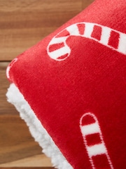 BHS Candy Cane Throw with Sherpa Backing - Image 3 of 6