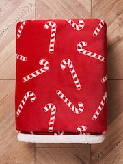 BHS Candy Cane Throw with Sherpa Backing - Image 5 of 6