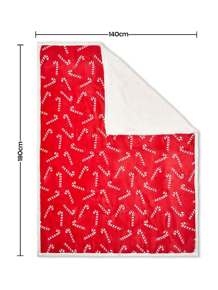 BHS Candy Cane Throw with Sherpa Backing - Image 6 of 6