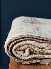 BHS Natural Christmas Tree 100% Cotton Throw - Image 3 of 6