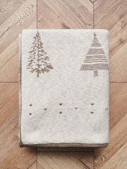 BHS Natural Christmas Tree 100% Cotton Throw - Image 4 of 6