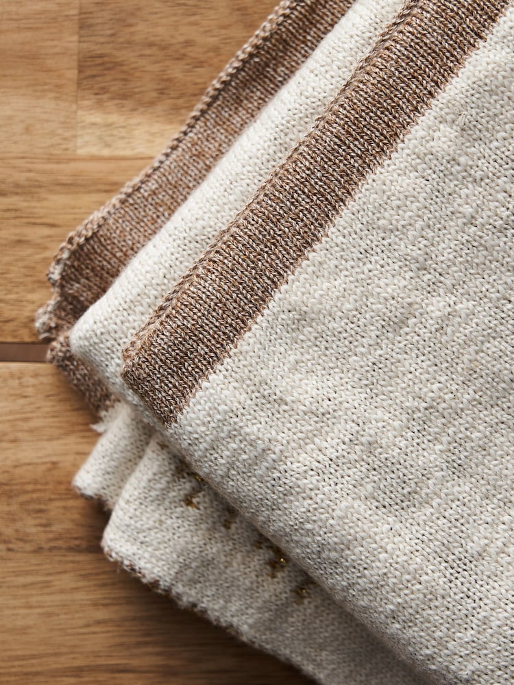 BHS Natural Christmas Tree 100% Cotton Throw - Image 5 of 6